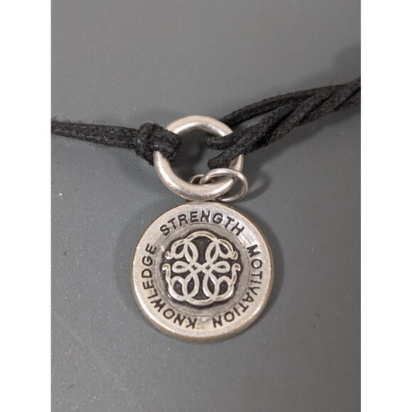 Alex and Ani Path of Life Sterling Silver Black Adjustable Cord Bracelet - Picture 1 of 5